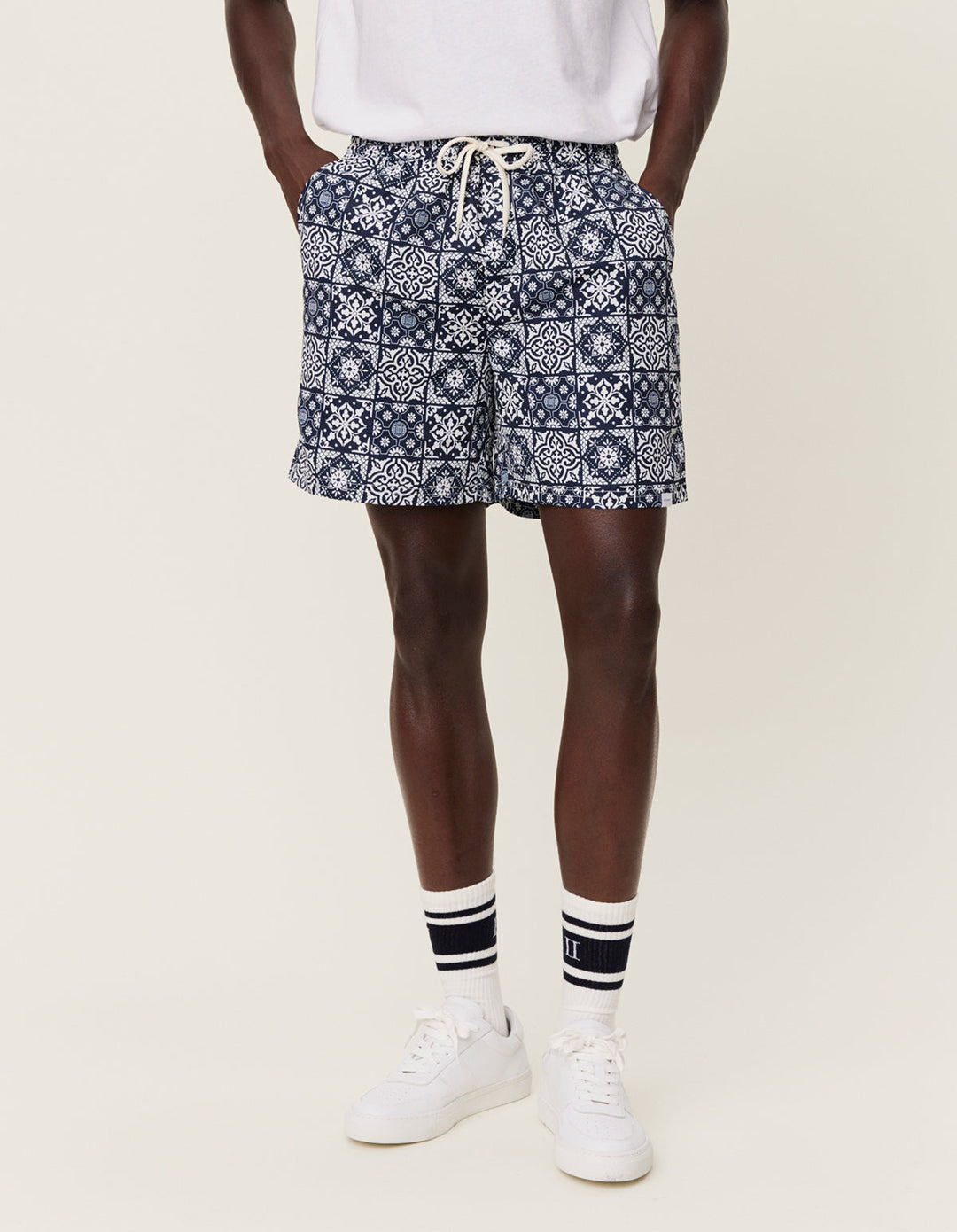 Stan AOP Swim Shorts 2.0  Light Ivory/Dark Navy