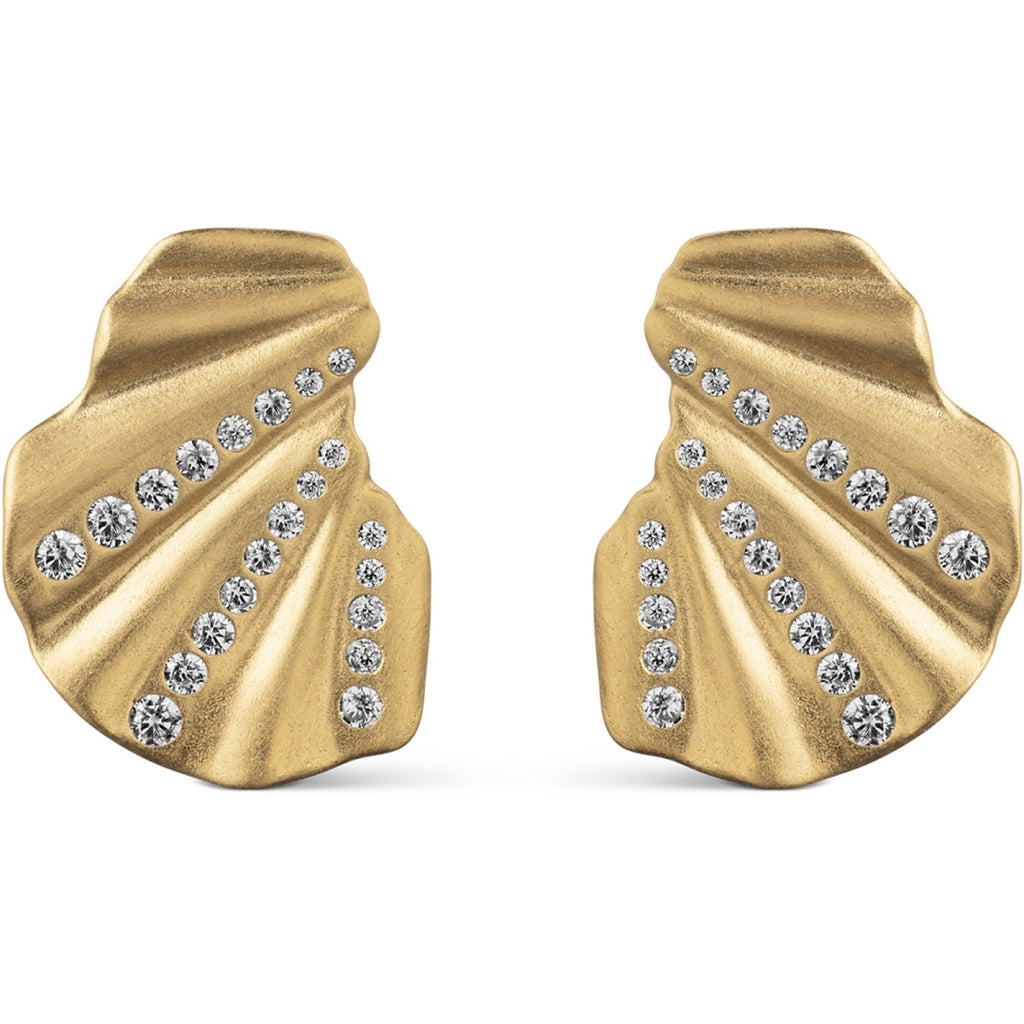 Earrings, Wave CZ Gold Plated