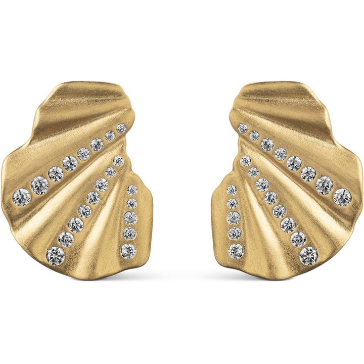 Earrings, Wave CZ Gold Plated