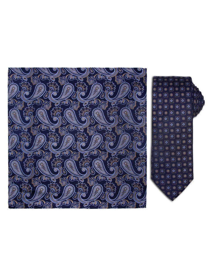 Silkeslips m/hanky mønstret  Navy