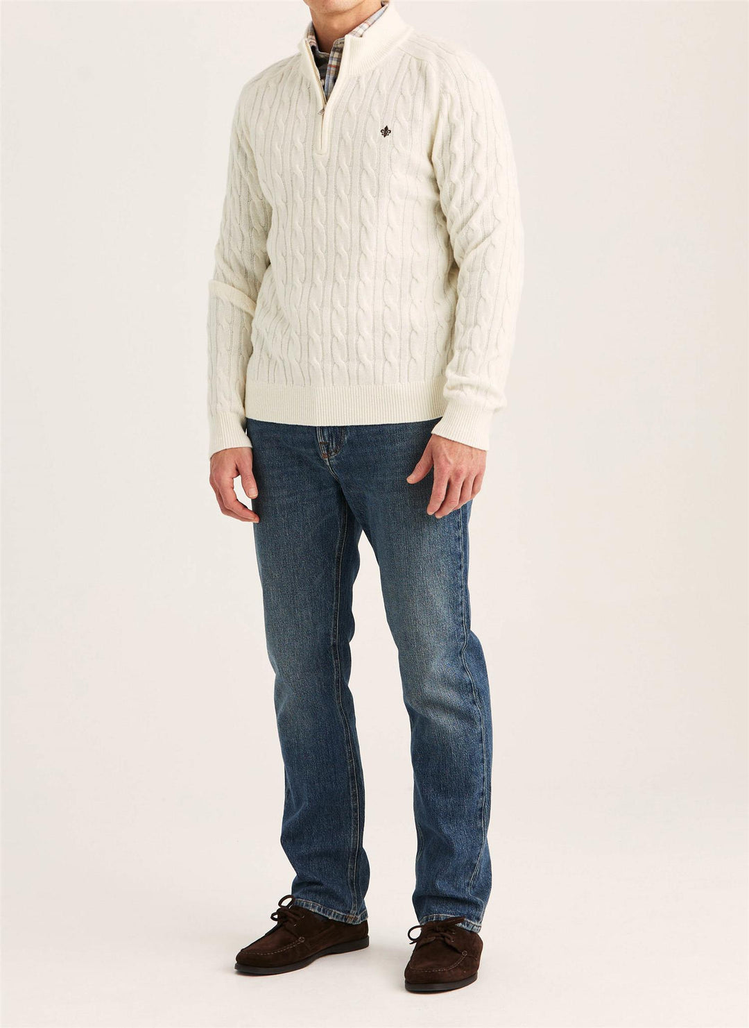 Hertford Cable Half Zip  Off White