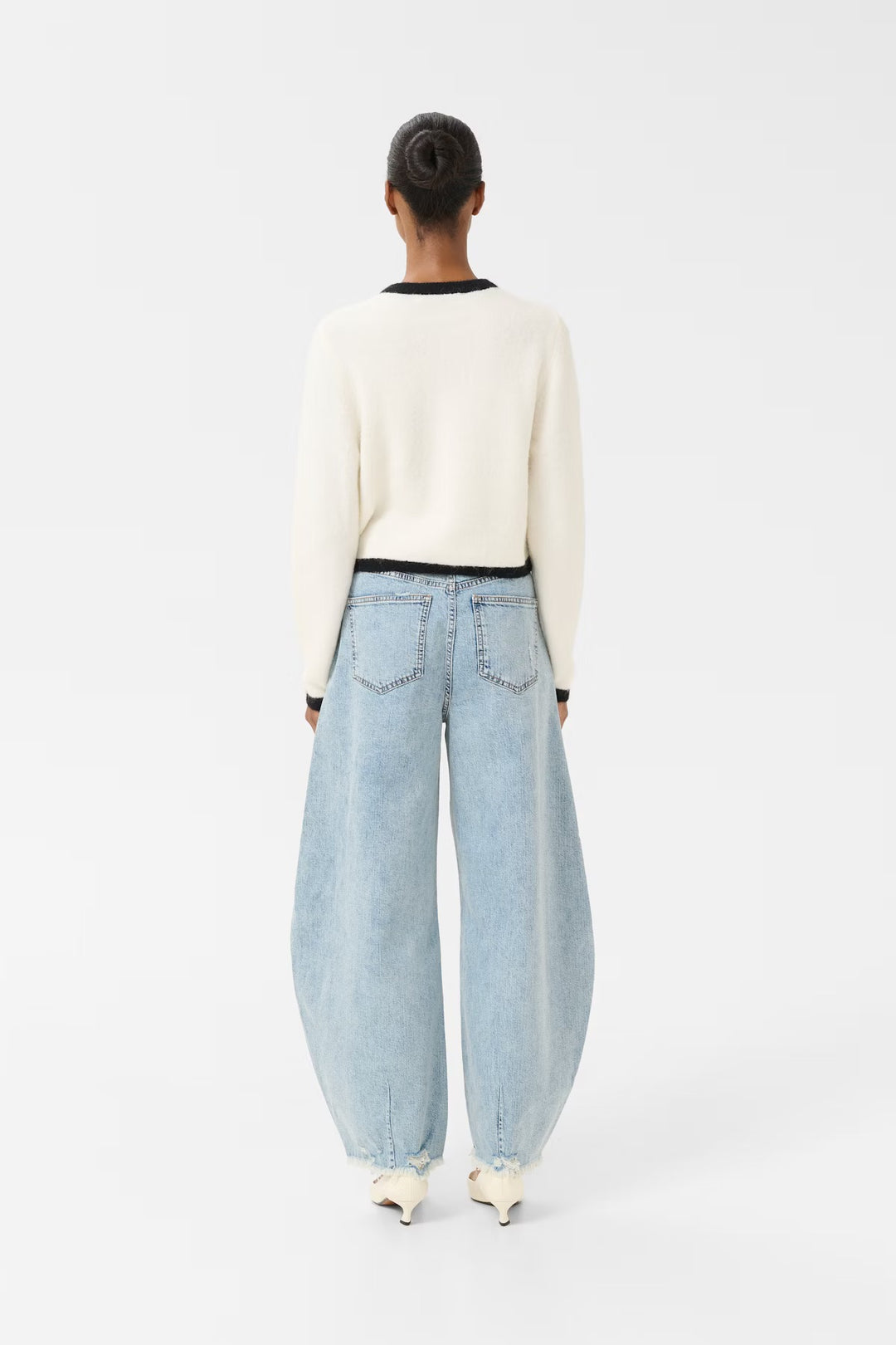 GZALPHA LS CONTRAST CARDIGAN  Ivory/Black Comb