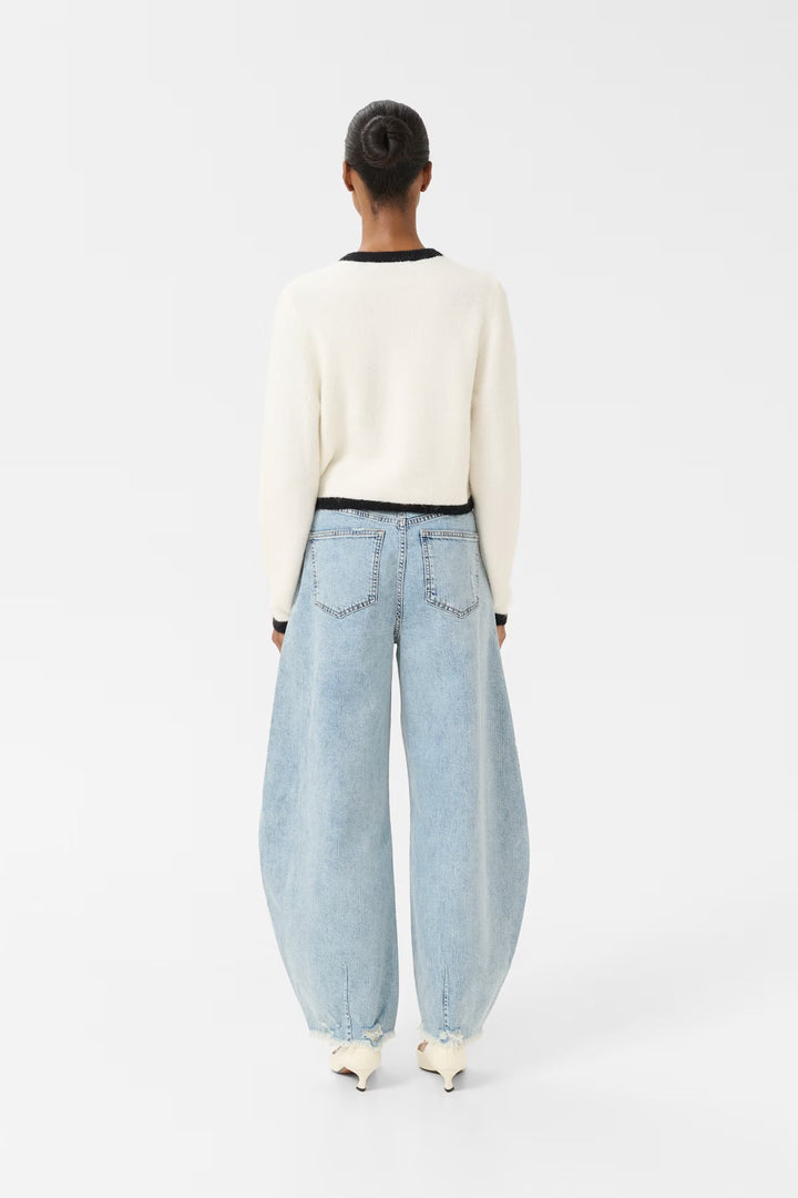 GZALPHA LS CONTRAST CARDIGAN  Ivory/Black Comb