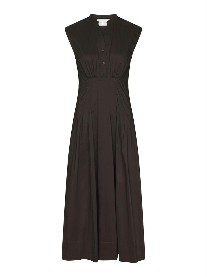 Irena Poplin Dress  Chocolate Brown