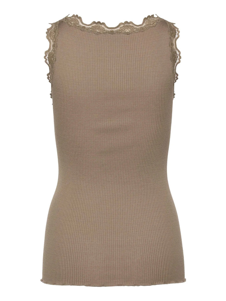 RWBabette Silk SL U-neck Lace Top  Walnut