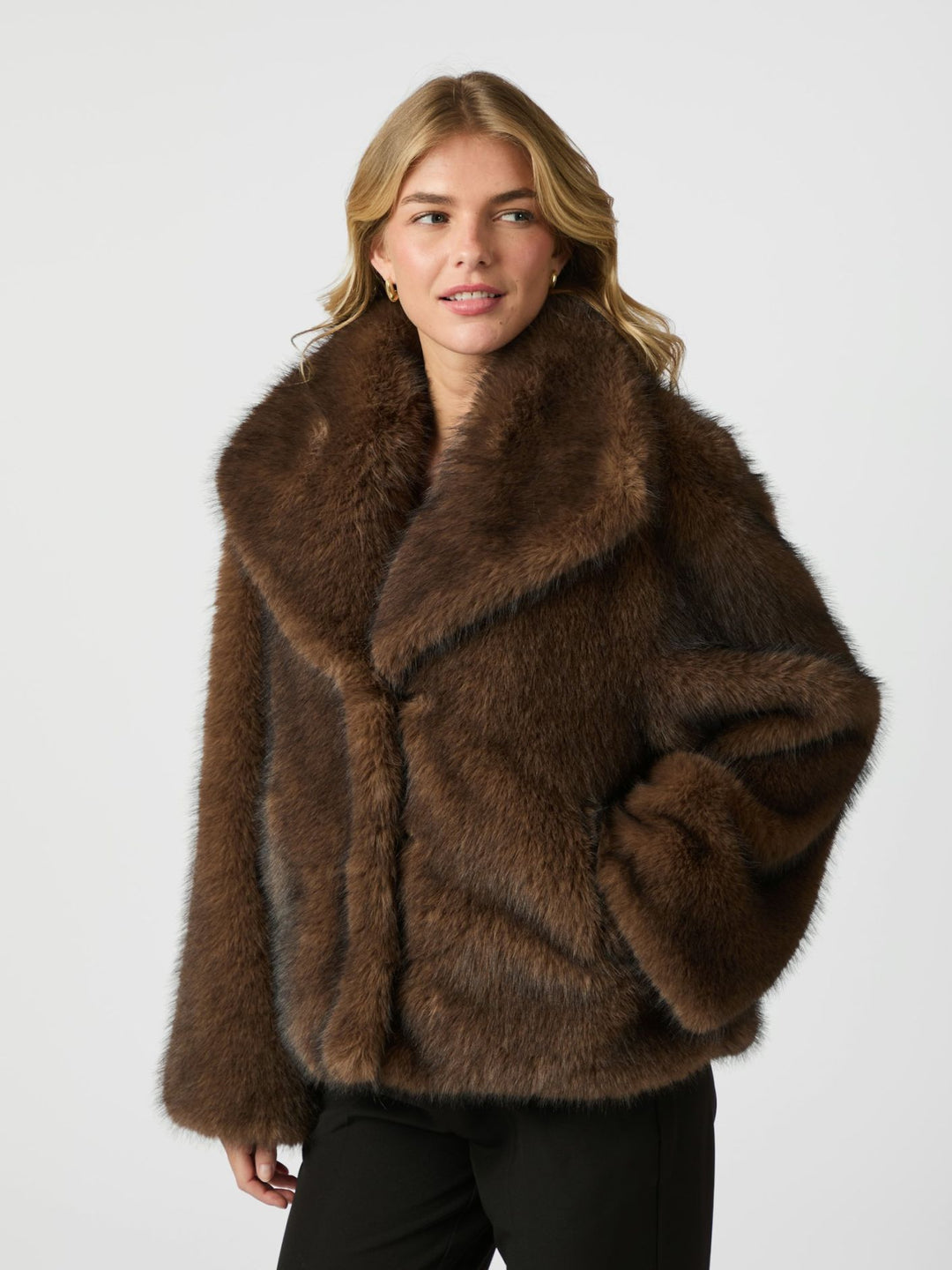 Stephanie Faux Fur Jacket  Brown