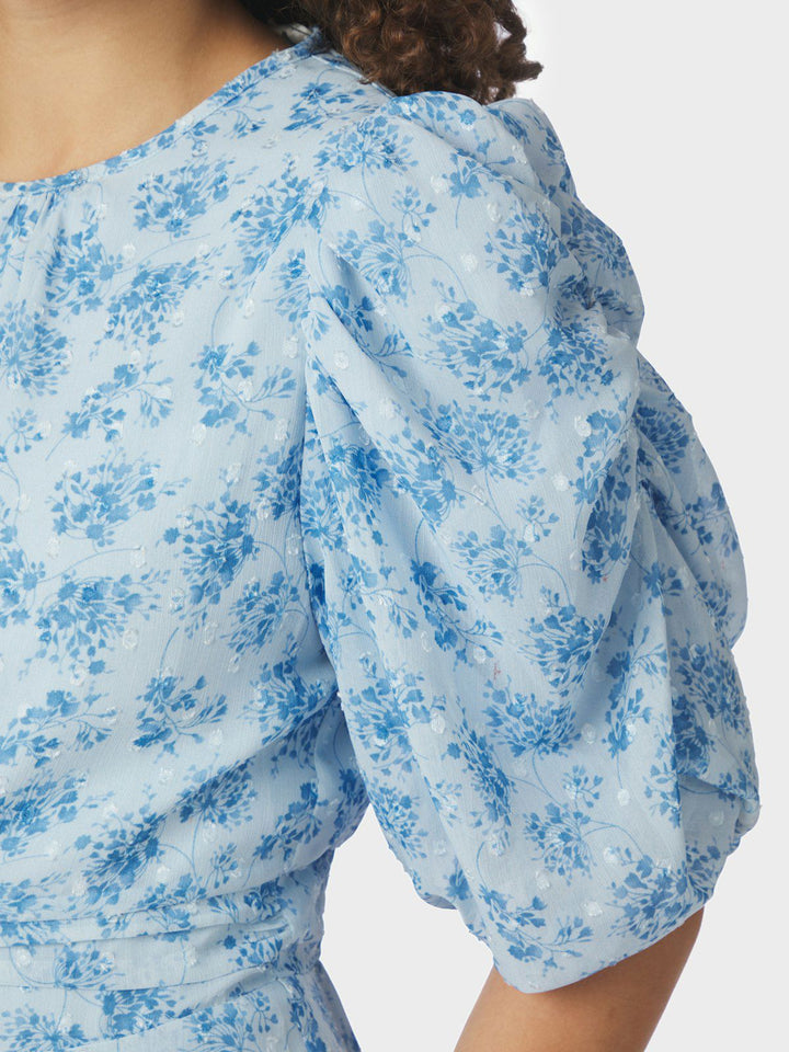 Kikka Chiffon Flower Dress  Light Blue