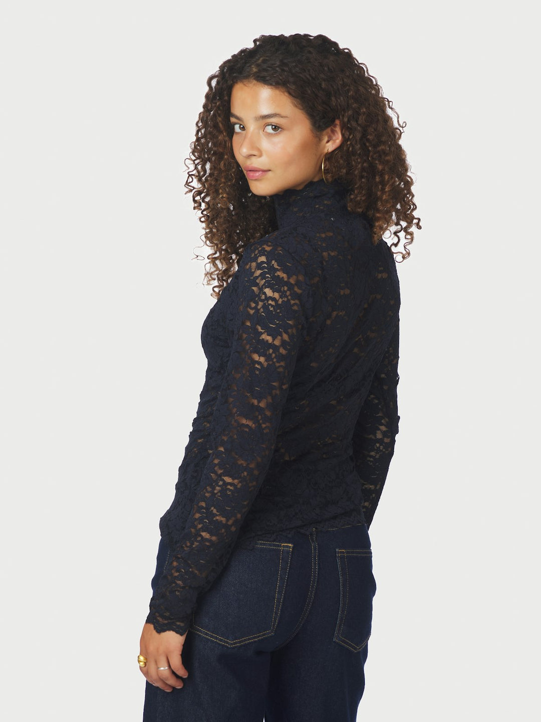 Liza Laceflower Blouse  Navy