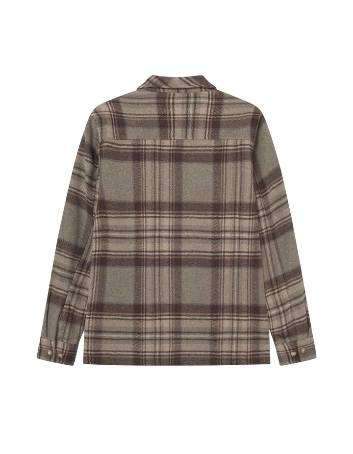 Kaleb Check Wool Overshirt  Grey Melange