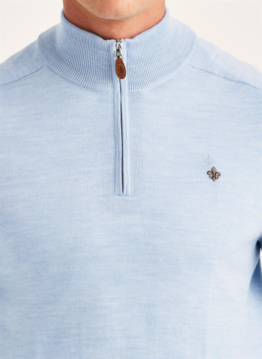 Merino John Zip  Light Blue