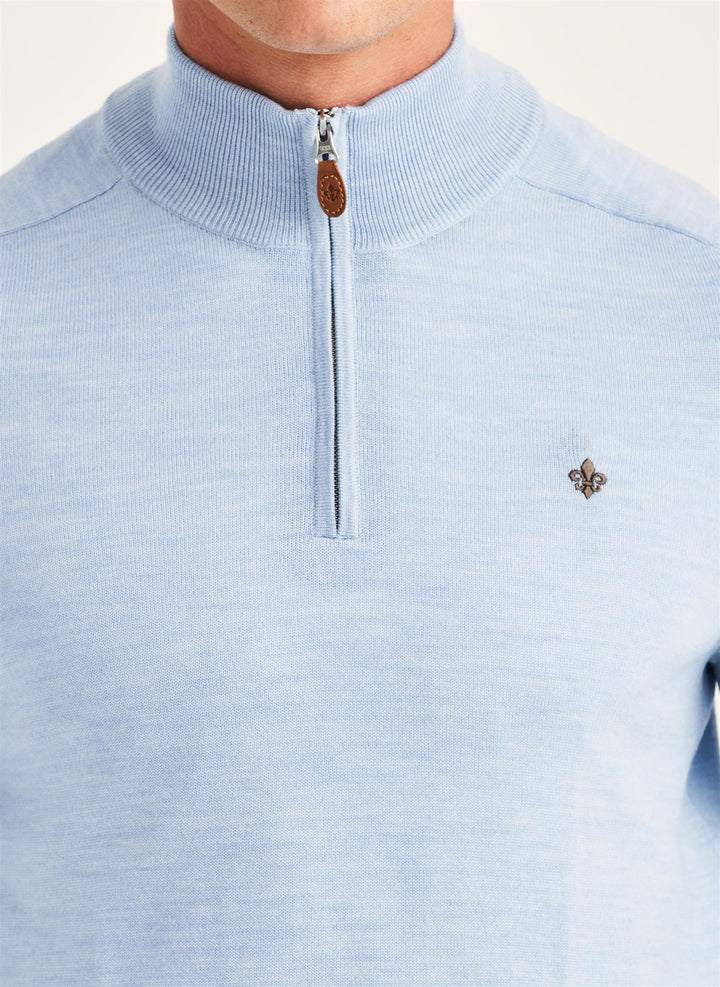 Merino John Zip  Light Blue