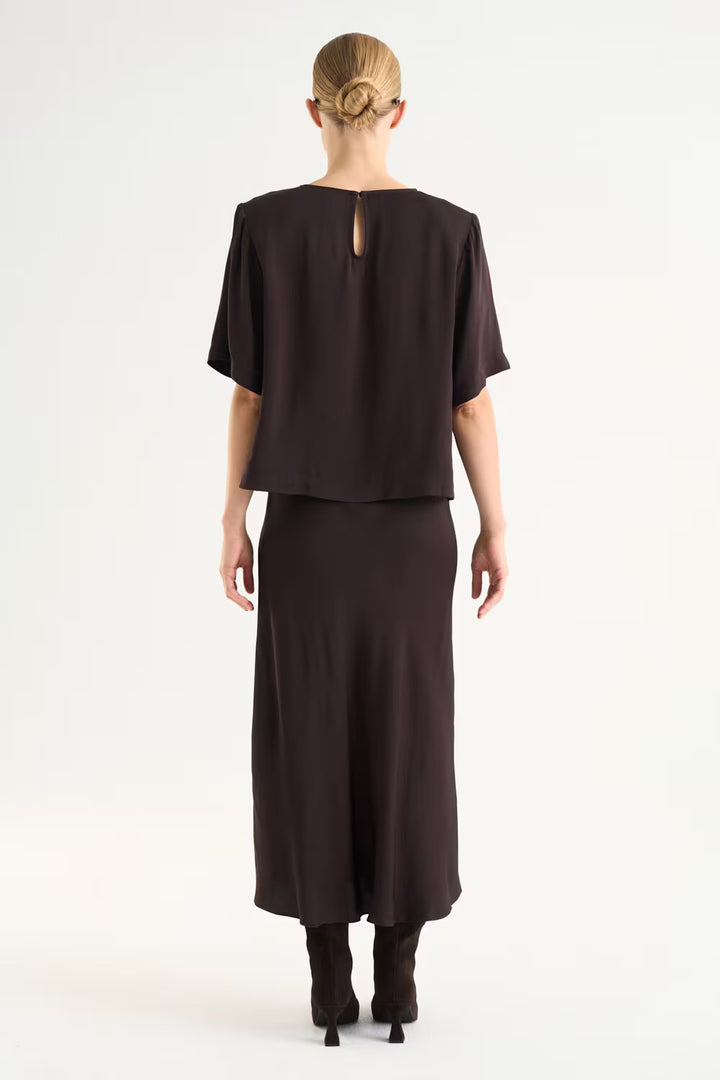leonie satin tee  Mocha Brown