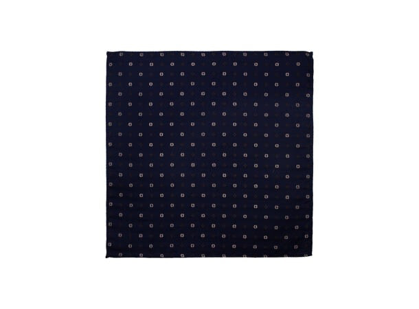 Santi silkeslips+lommetørkle mønstret sett navy  Navy