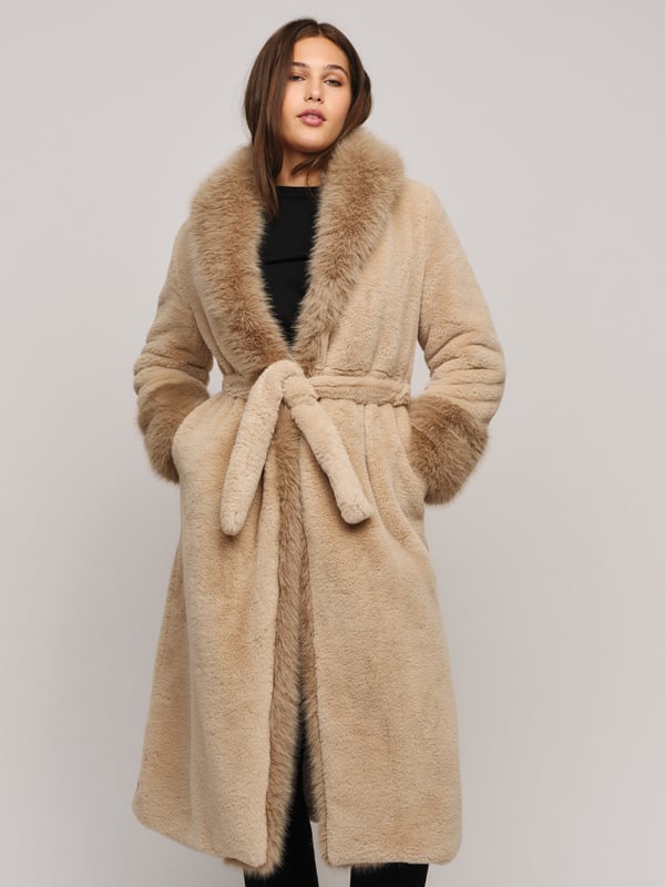 CAROLINE FAKE FUR JACKET  Beige