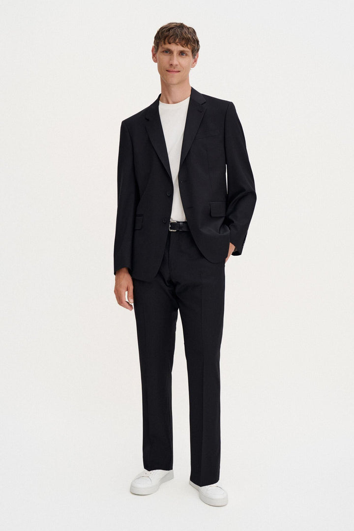 slim tapered wool trousers  Black