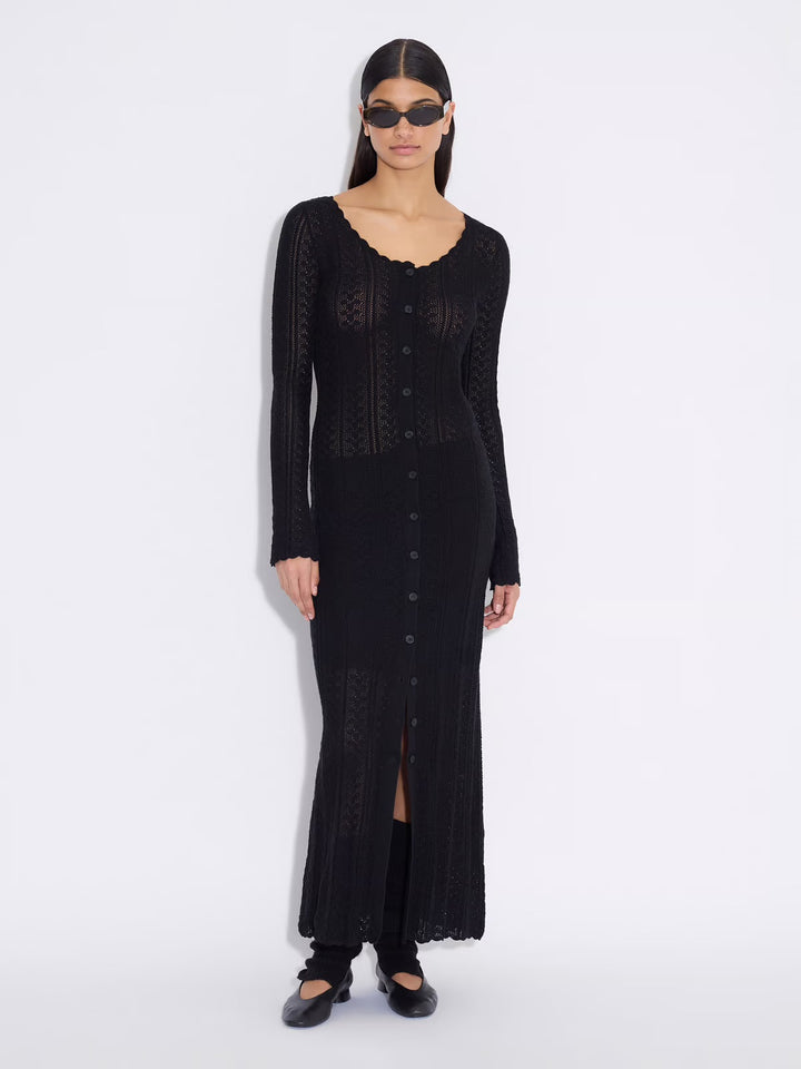 Kelp Crochet Dress  Black