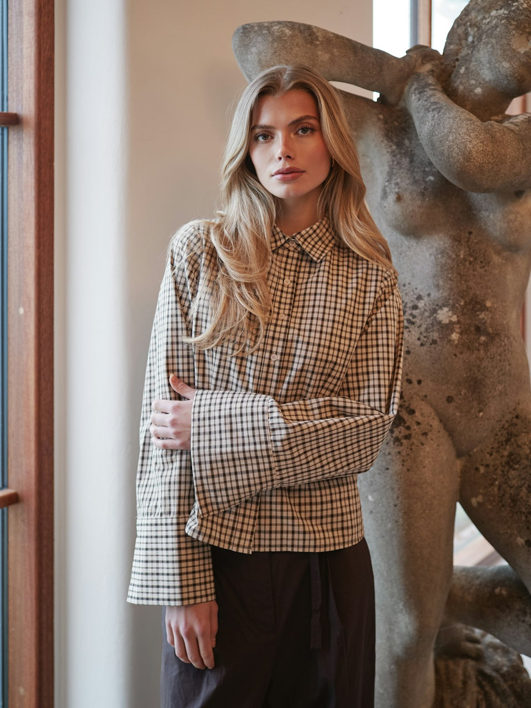 Rosa Checked Shirt  Beige