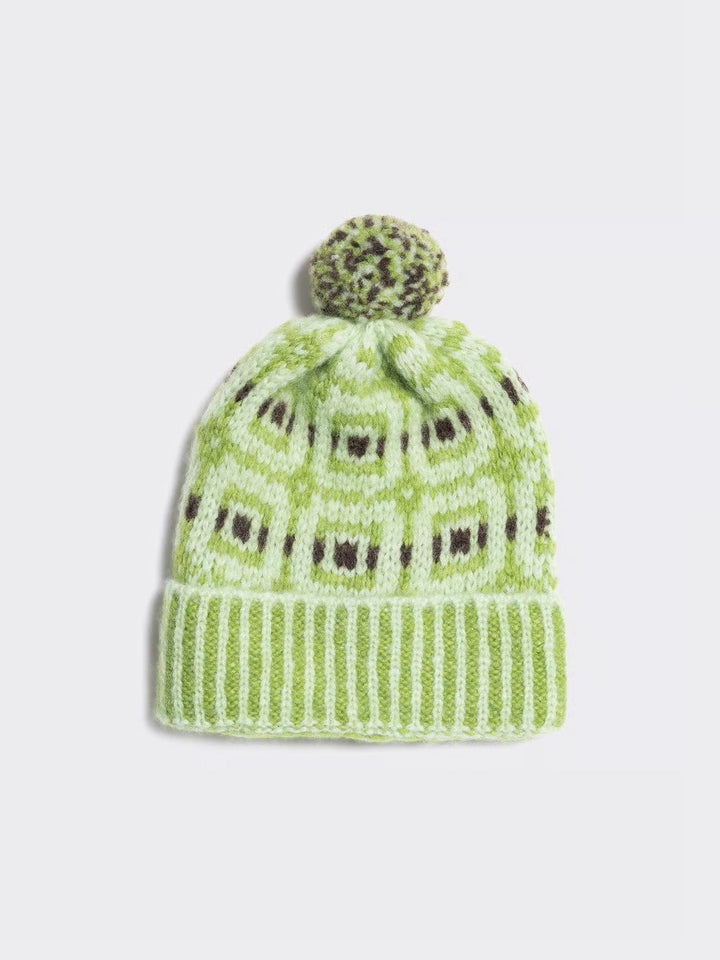 Norwegian Wool Beanie  Green Mix