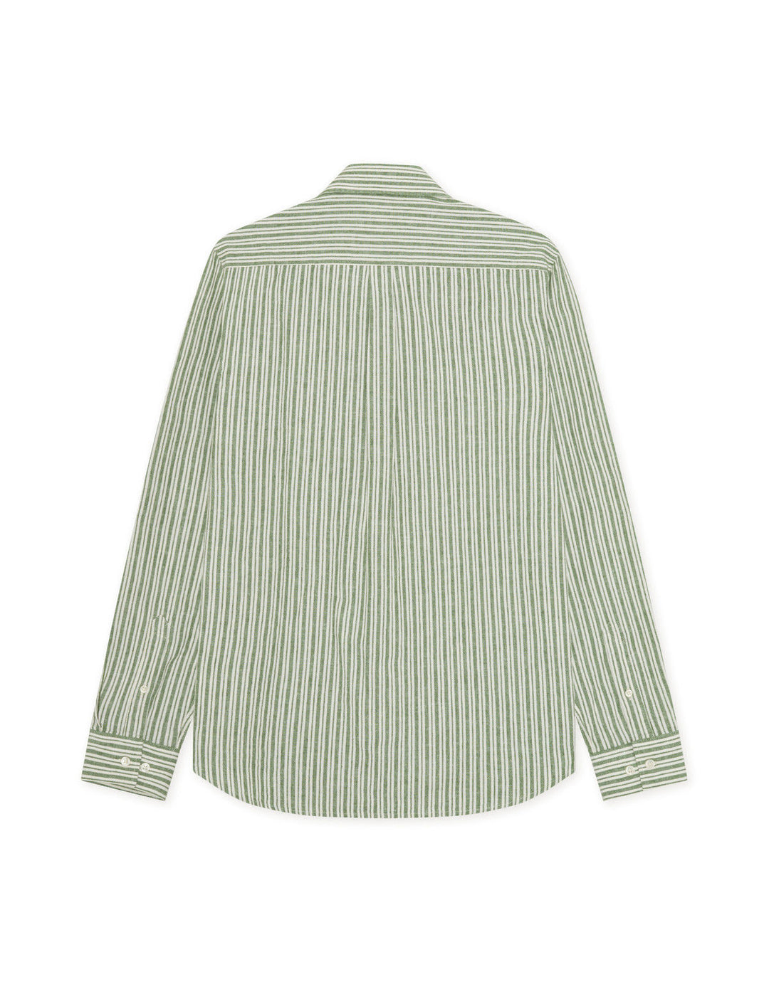 Stripe Cotton-Linen Shirt  Artichoke Green