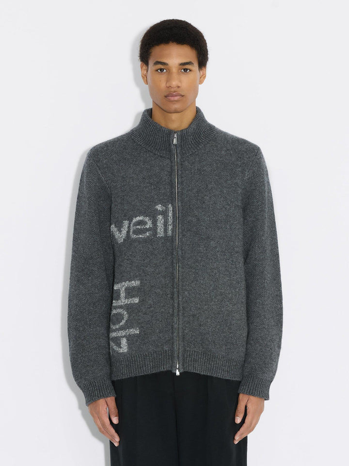 Haza Logo Zip Cardigan  Dk. Grey Mix