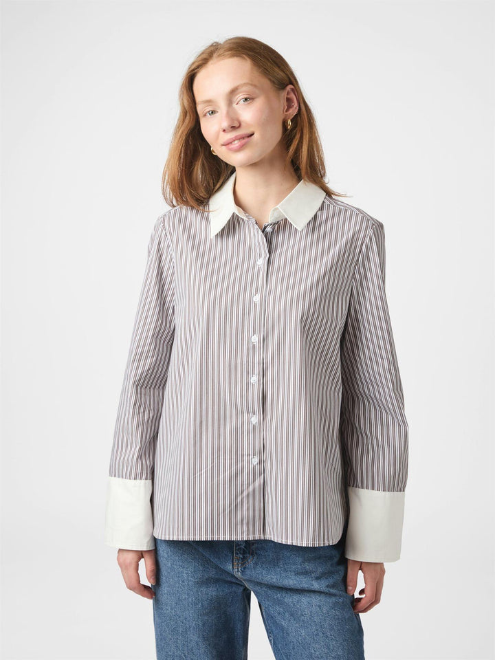 DRANILA STRIPE SHIRT  Brown