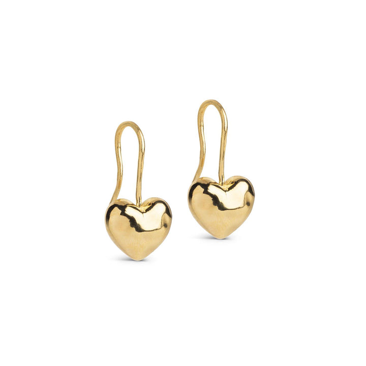 Earrings, Poma Drop Heart  925S/Gp
