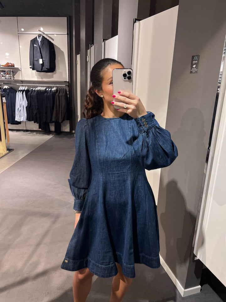 Denim Fitted Dress  Denim Blue