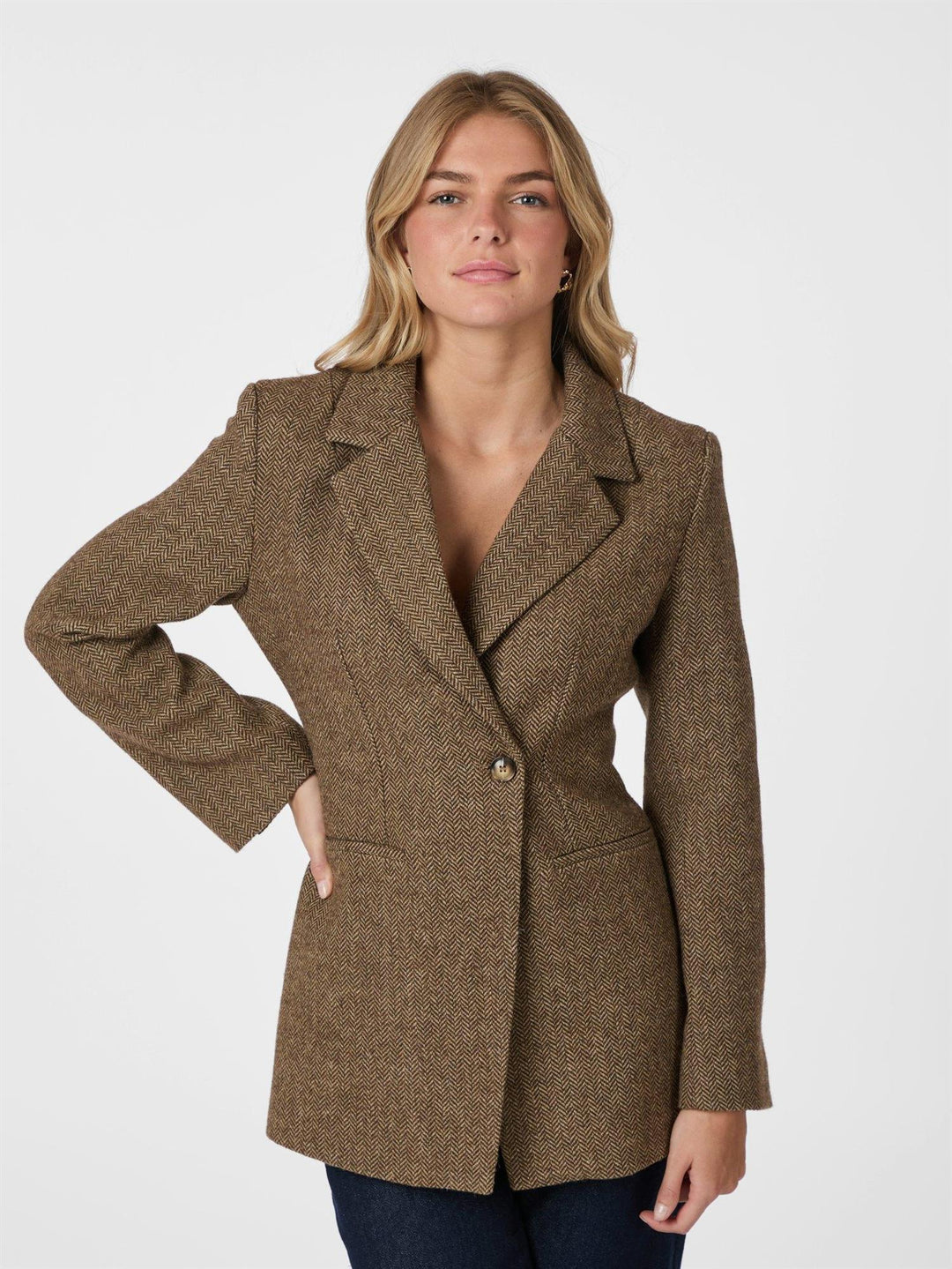Bowie herringbone blazer  Brown