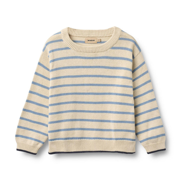 Knit Pullover Morgan  Faded Denim Stripe