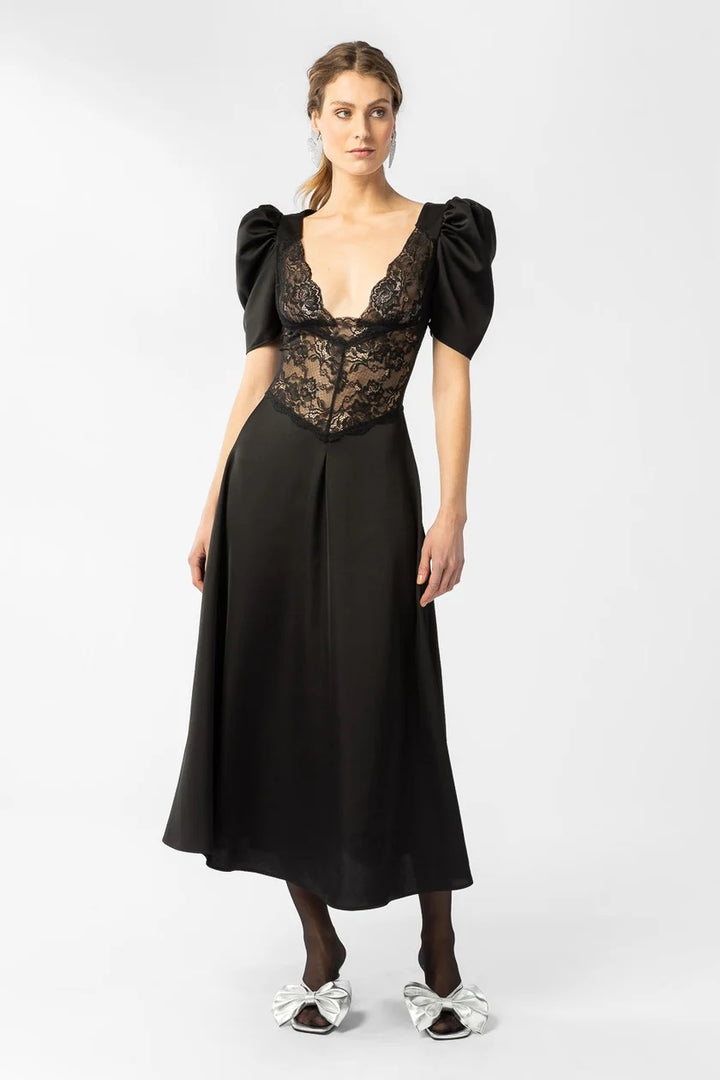 francis lace midi dress  Svart
