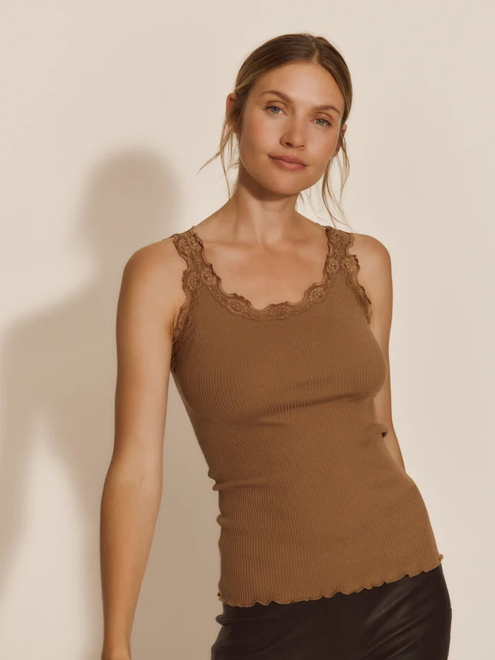 RWBabette Silk SL U-neck Lace Top  Coca Mocha