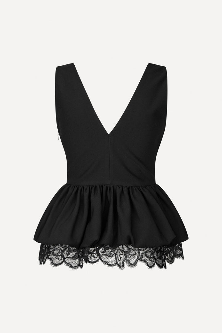 V-NECK PEPLUM TOP  Black 100