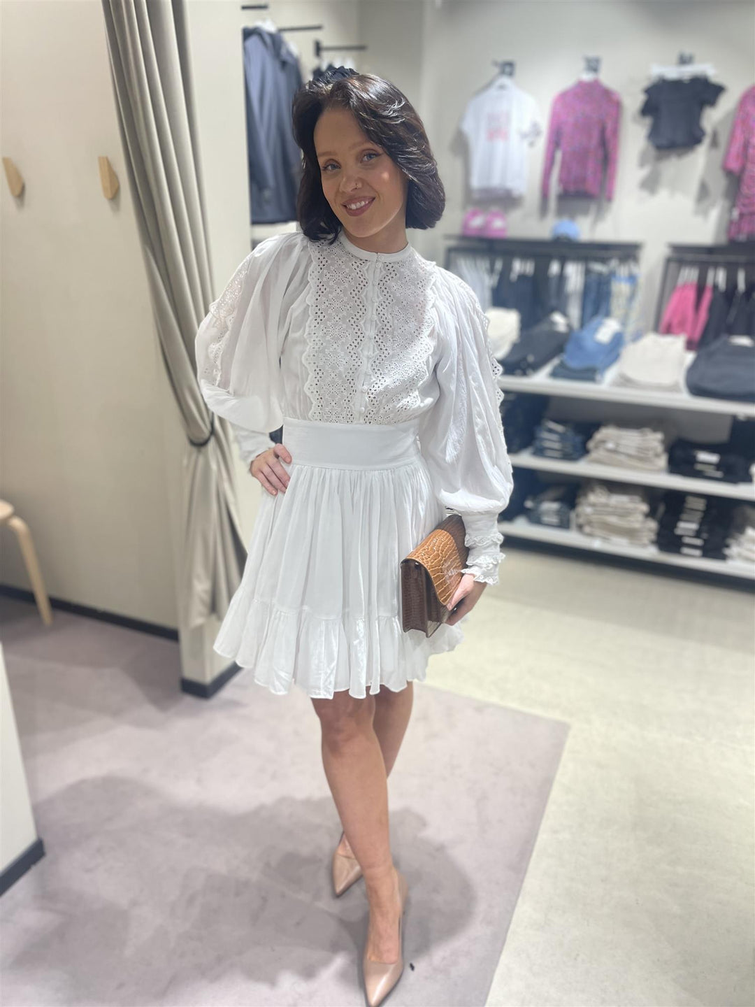 Cotton Slub Mini Dress  Perfect White