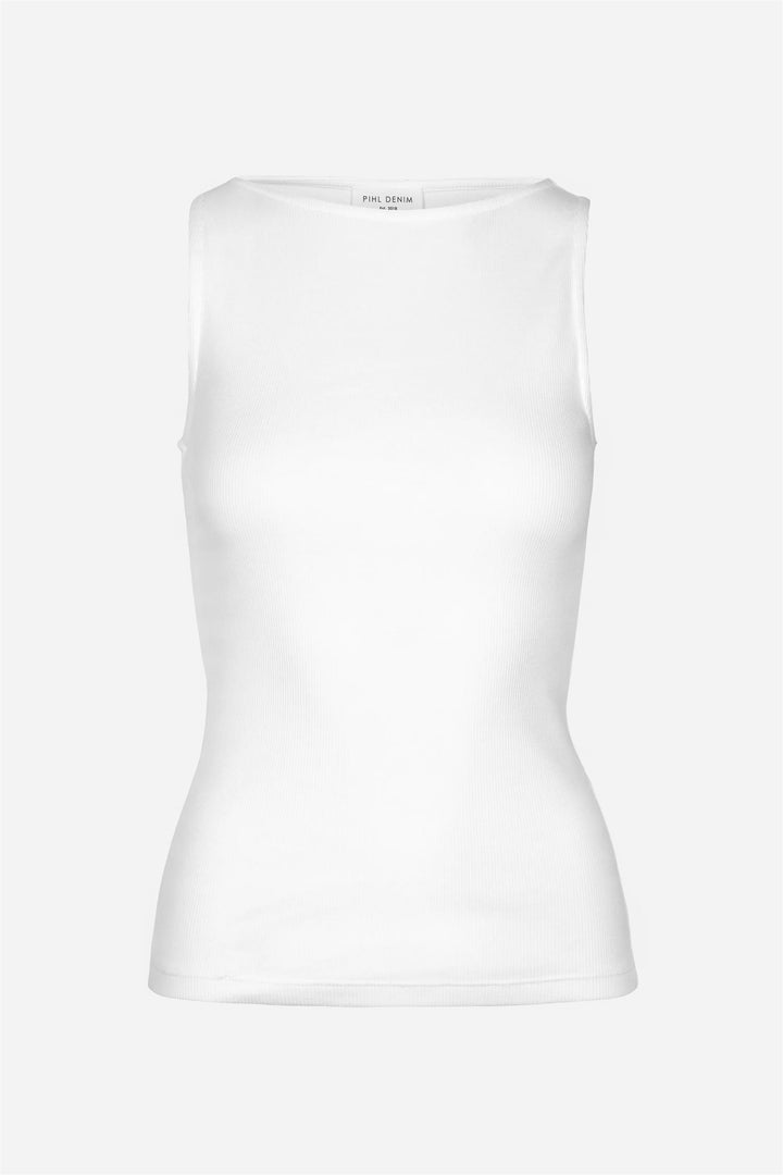 Peggy Rib Boatneck Top  Off-White