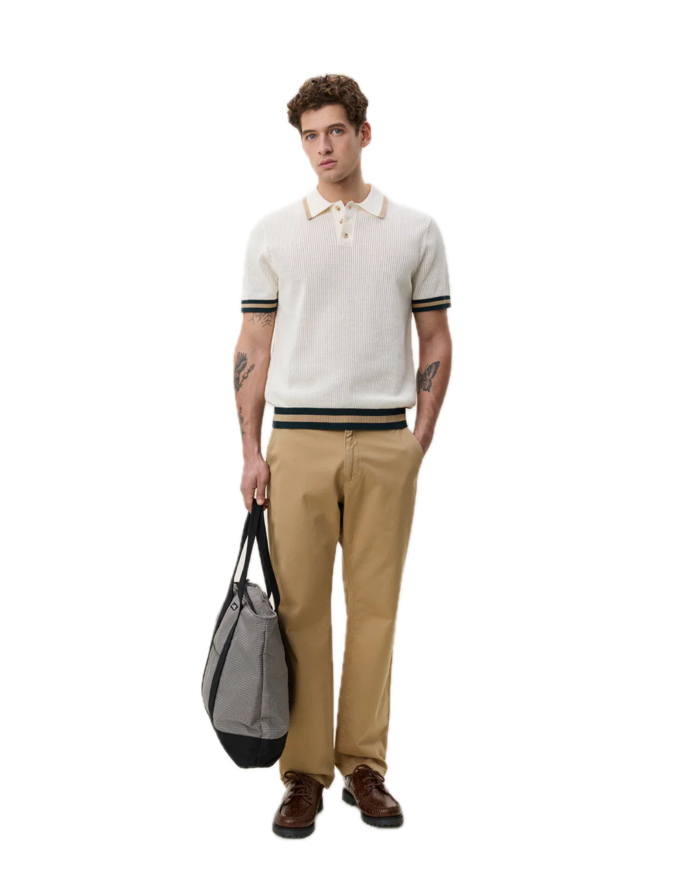 Lace Knitted Polo  Eggnog White