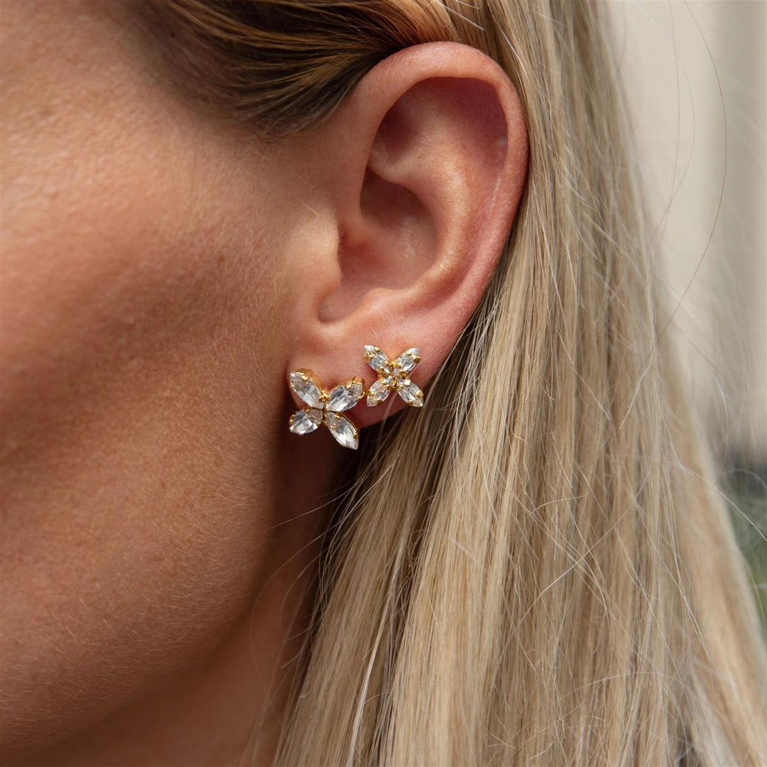 CRYSTAL STAR EARRINGS GOLD Crystal