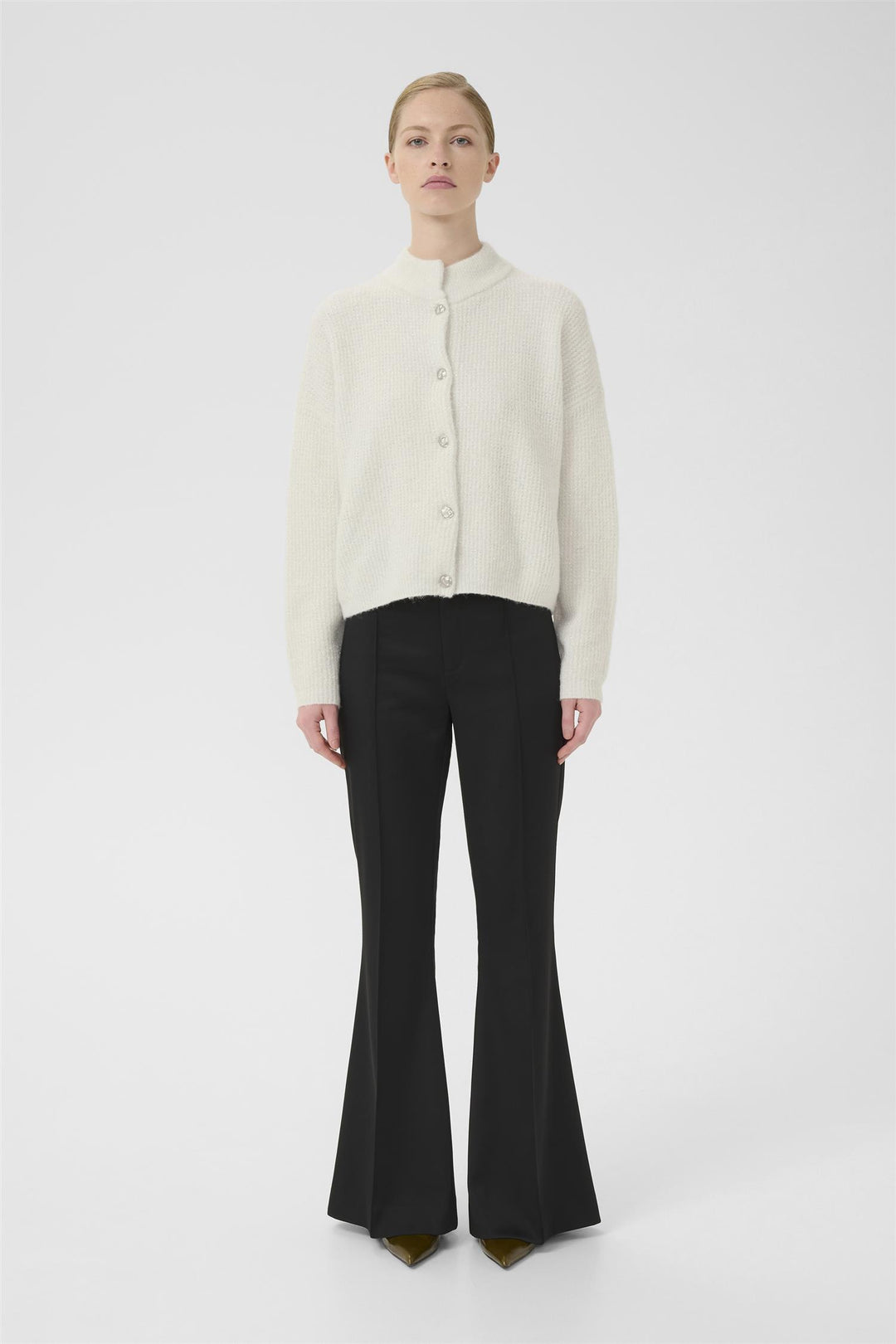 Gzalpha Shimmer Cardigan  Ivory With Lurex