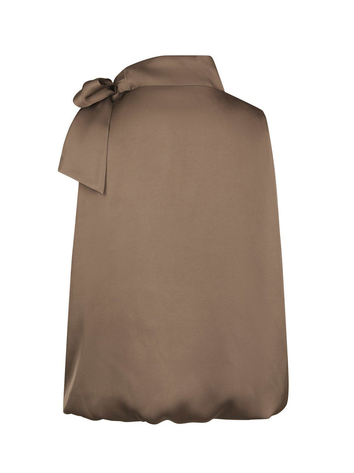 Veda Drapy Satin Top Dark Taupe