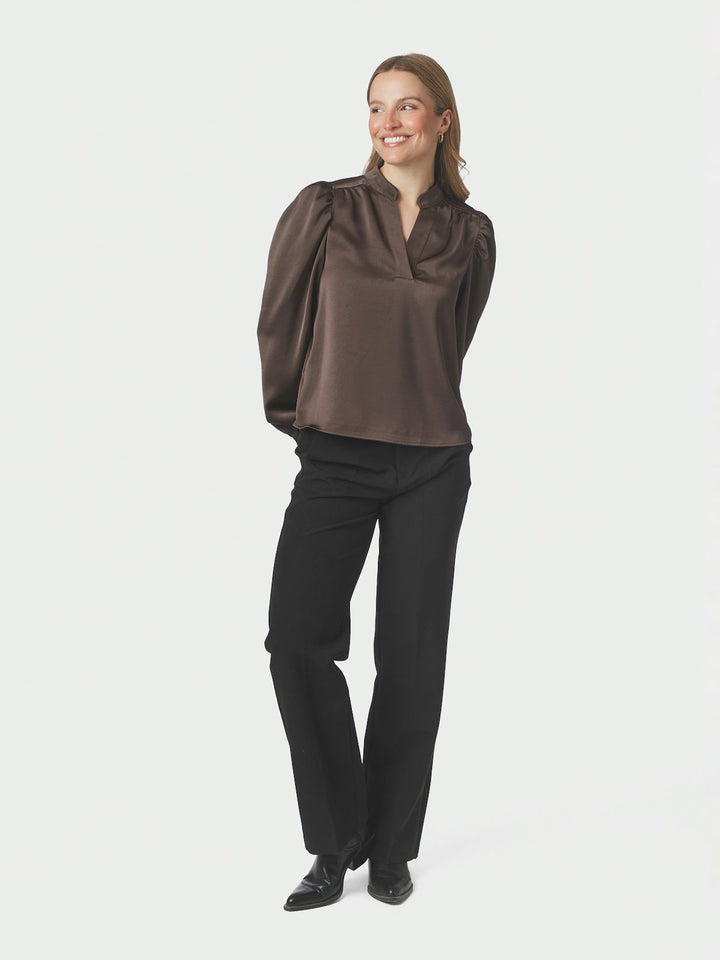 Rosslyn Heavy Sateen Blouse  Dark Brown