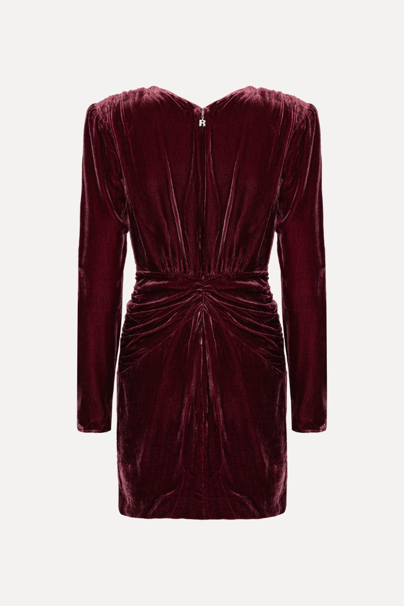 SILK VELVET MINI DRESS  Zinfandel