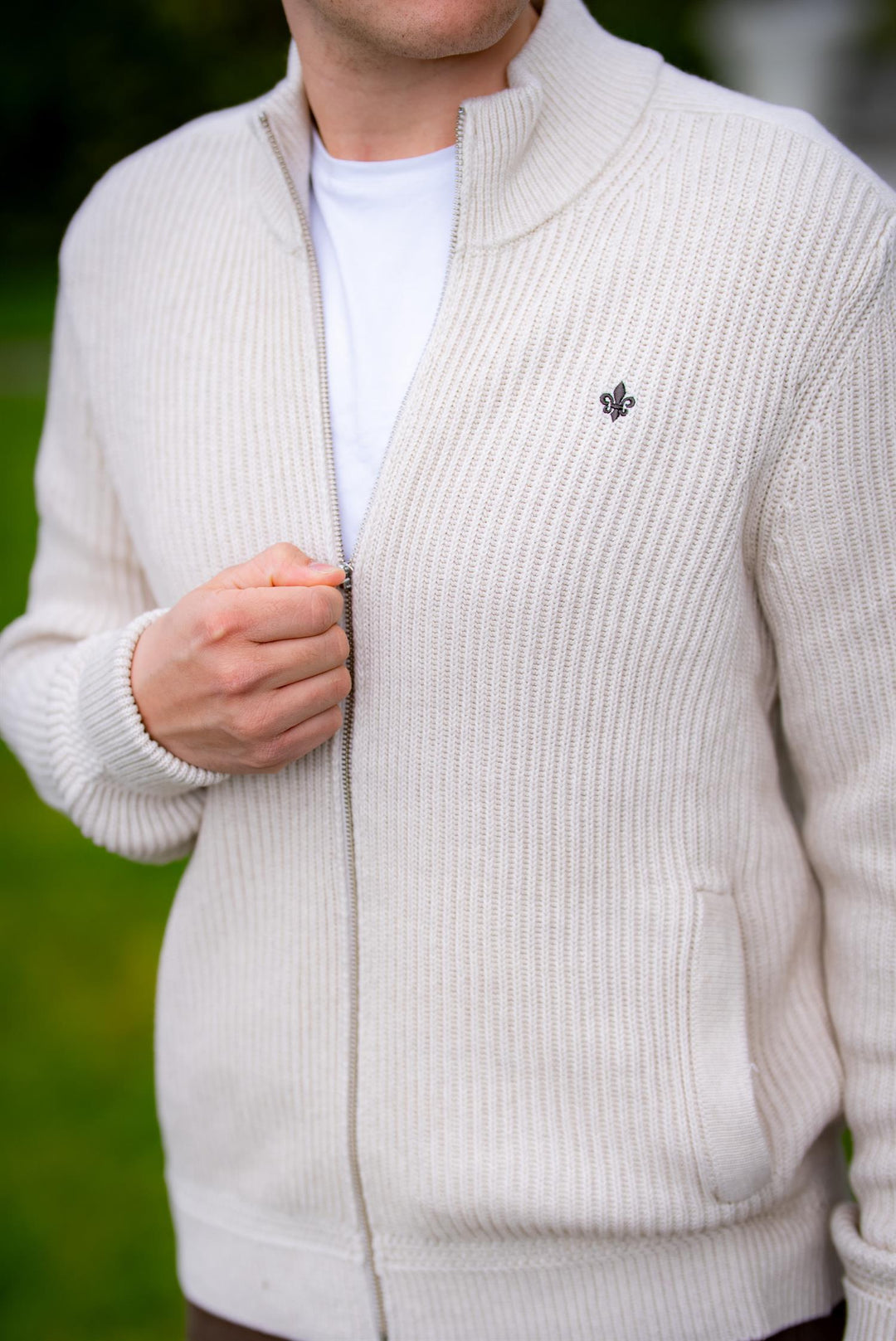 Duncan Zip Cardigan  Khaki