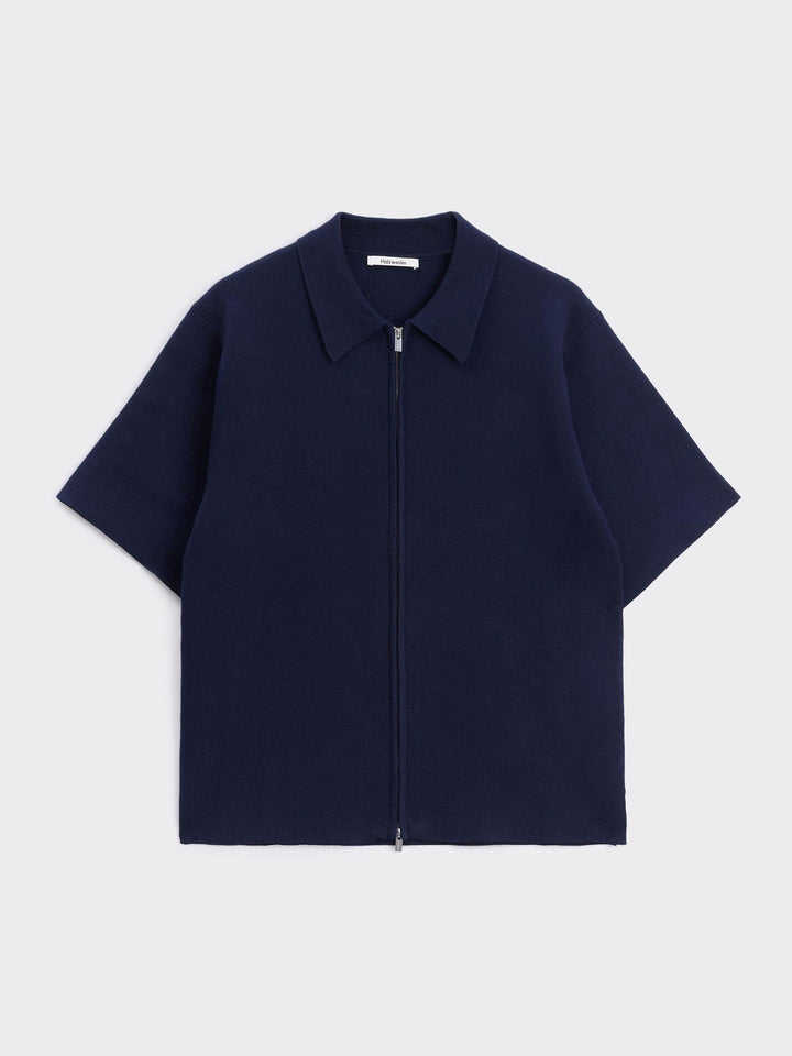 Summer Knit Zip Through  Navy