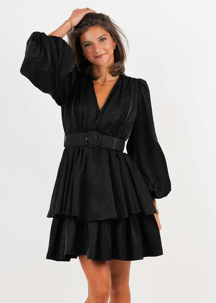 Abina Satin kjole  Black