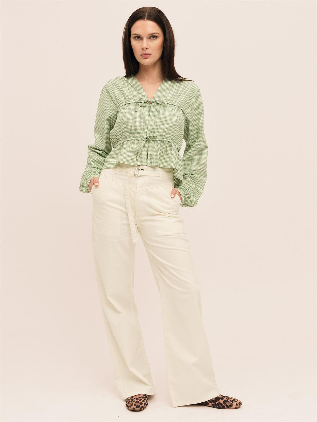 Indiana String  Blouse  Green/ White