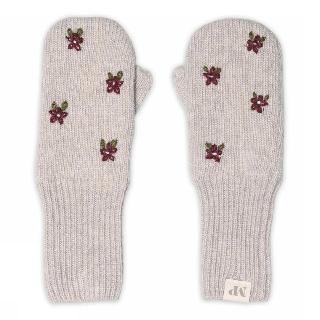 Helsinki floral mittens  Beige Melange