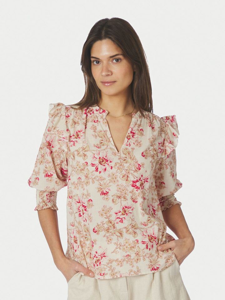 Davina Flower Rose Blouse  Rose