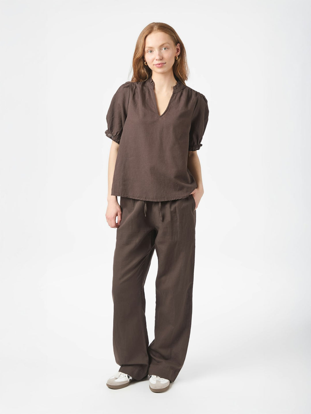 Odesa Linen Blouse  Dark Brown