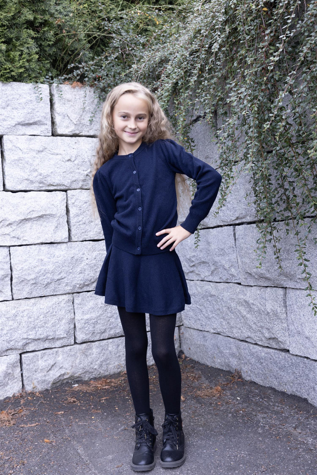 Elli strikket ullcardigan  Midnight Navy
