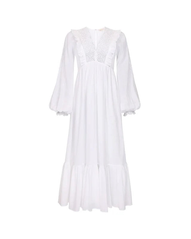 Cotton slub maxi dress  White