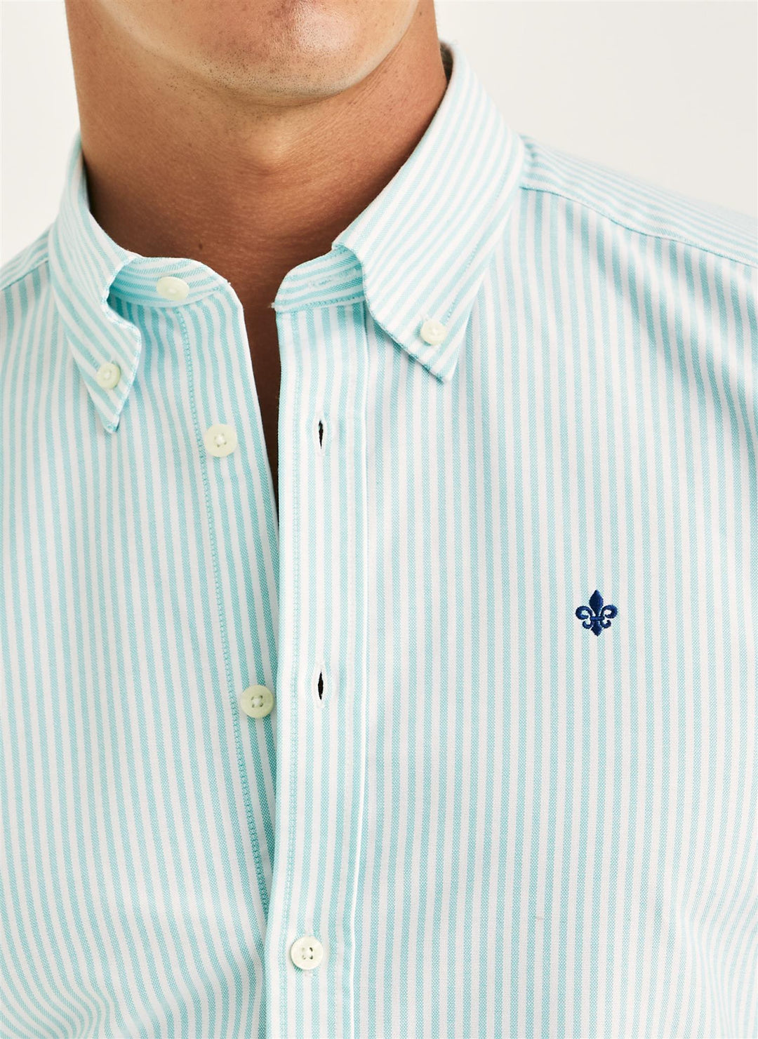Douglas Oxford Stripe Shirt-Slim Fit  Turquoise